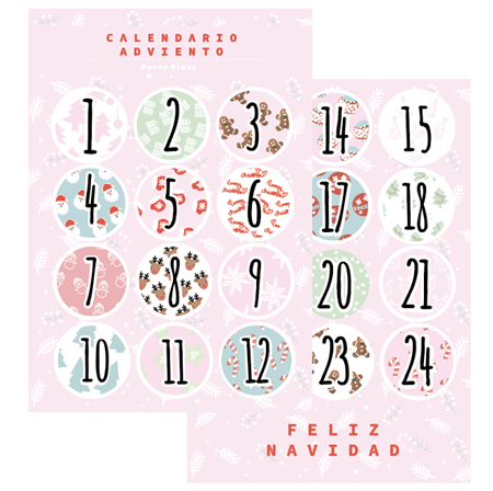 Stickers Adviento Rosa 24u
